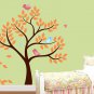 Nursery Kids tree vinyl wall decal with 3 birds and butterfly's