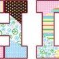 Kids initial patchwork monogram vinyl wall letter decal made with LOVE