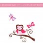 Kids tree branch vinyl wall decal with owl 2 butterfly's with BananaFish Woodland bedding