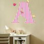 Kids initial monogram vinyl wall decal with 4 penelope birds