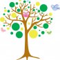 Polka dot tree vinyl wall decal with owl birds butterfly's