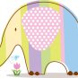 Kids Elephant vinyl wall decal with flowers grass and butterfly's
