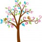 Super cute swirly tree vinyl wall decal with birds leaves and flowers