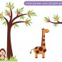 ON SALE Kids vinyl wall decal Tree with a tree branch little-Garden-with-Giraffe-and-monkey grass