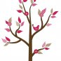 Kids tree vinyl wall decal with 2 penelope birds and leaves