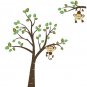 Kids vinyl wall decal Tree with a tree branch set monkey hanging from branch and from tree