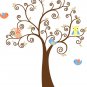 ON SALE Kids vinyl wall decal swirl Tree with owls birds and flowers