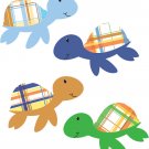 Set of 4 plaid sea turtles vinyl wall decal great for any nursery kids room