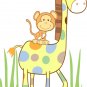 Kids vinyl wall decal Cute Giraffe and Monkey with Cocalo Jacana nursery bedding