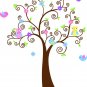 ON SALE Kids vinyl wall decal swirl Tree with owls birds and flowers