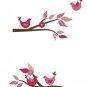 Kids tree branch set of 2 vinyl wall decal with 4 penelope birds