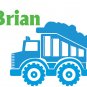 Kids initial monogram name with boys Dumptruck removable nursery vinyl wall decal for kids room