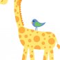 childrens removable vinyl wall decal Giraffe with Bird great for any nursery kids room or playroom