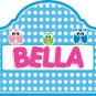Kids Vinyl wall decal Headboard monogram initial or name 3 owls polka dots
