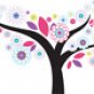 Kids tree vinyl wall decal Floral with leaves great for any nursery or girls room