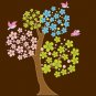 ON SALE Kids flower Blossom tree with birds and polka dots vinyl wall decal