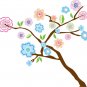 Kids tree vinyl wall decal with flowers and leaves