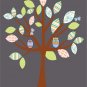 Kids patchwork love tree vinyl wall decal with owls and butterflies big pattern leaves