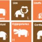 kids childrens Modern animal squares with letter and name vinyl wall decal