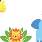 childrens removable vinyl wall decal Elephant Giraffe Monkey Lion great for any nursery playroom
