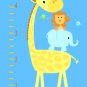 Kids removable vinyl wall decal Elephant Giraffe Monkey Lion Birds growth chart for nursery room