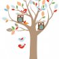 Kids tree vinyl wall decal with birds owls and pattern leaves