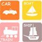 kids childrens Modern TRANSPORTATION squares vinyl wall decal