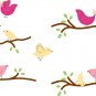 Kids tree branch set of 4 vinyl wall decal with 8 penelope birds