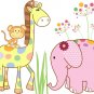 Kids vinyl wall decal Elephant Giraffe Monkey coordinates with Cocalo Jacana nursery bedding