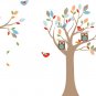 Kids tree and tree branch set vinyl wall decal with birds owls and pattern leaves falling leaves