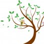 ON SALE Leaning tree vinyl wall decal with owls and blowing leaves great for nursery or kids room