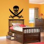 Pirate skull with pirate sword Removable vinyl wall decal