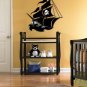Pirate Ship boat Removable vinyl wall decal with skull
