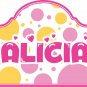 Kids Vinyl wall decal Headboard monogram initial or name hearts and polka dots