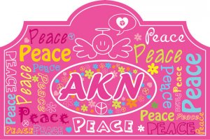 Kids Vinyl wall decal Headboard monogram initial or name peace signs flowers