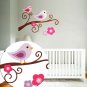 tree branch vinyl wall decal with 2 birds and flowers with BananaFish Woodland bedding