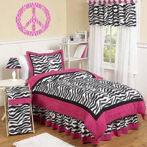 Kids Peace sign vinyl wall decal Zebra print pink n white can make any color