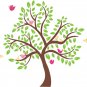 Kids childrens tree vinyl wall decal with 10 penelope birds and leaves 84" tall