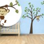 ON SALE Kids vinyl wall decal Tree with a tree branch set monkey hanging from branch and from tree