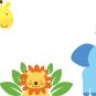 Childrens removable vinyl wall decal Elephant Giraffe Monkey Lion great for nursery playroom