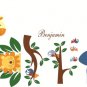 Kids removable vinyl wall decal Elephant Giraffe Monkey Lion Birds w/tree branches for nursery room