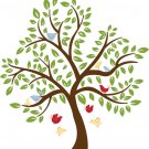 Kids childrens tree vinyl wall decal with 10 birds and leaves