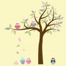 Kids Tree with 2 owls and set of 3 FREE vinyl wall decal