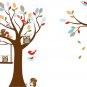 Kids tree and branch set vinyl wall decal with birds owls squirrel