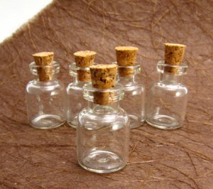 10pcs 24x15mm Clear Glass Tiny Bottle Vials with Free Eyehooks