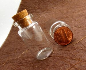 10pcs 42x20mm Clear Glass Tiny Bottle Vials with Free Eyehooks
