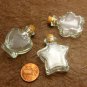 3 Clear Empty Mini Glass Bottles Stars Hearts Flowers
