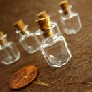 5 Tiny square bottles with cork and free eyehooks