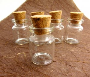 5pcs 30x20mm Clear Glass Tiny Bottle Vials with Free Eyehooks