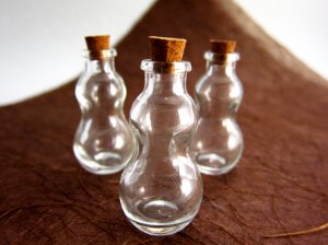5pcs 45x15mm Small Gourd shaped Clear Glass Bottles with Corks